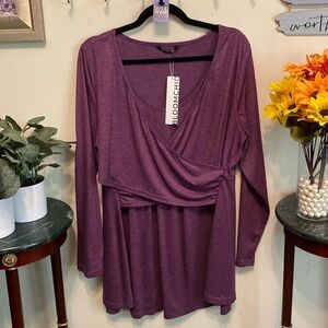 NWT Bloom Chic Dress in Deep Lavendar Sz 14-16. Long Sleeves and attached Sash.